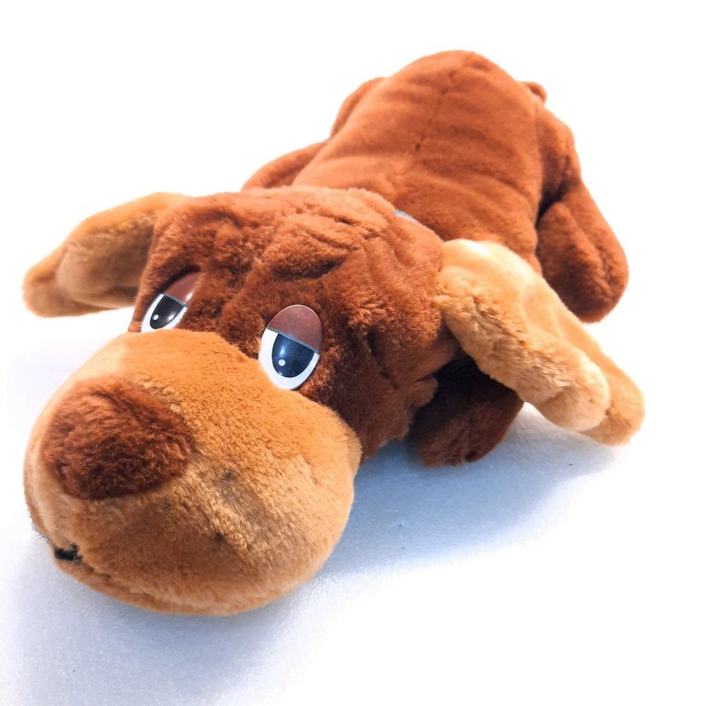 Vintage Walmart pound Puppy Dog Plush Brown stuffed‎ animal toy sad collar tan